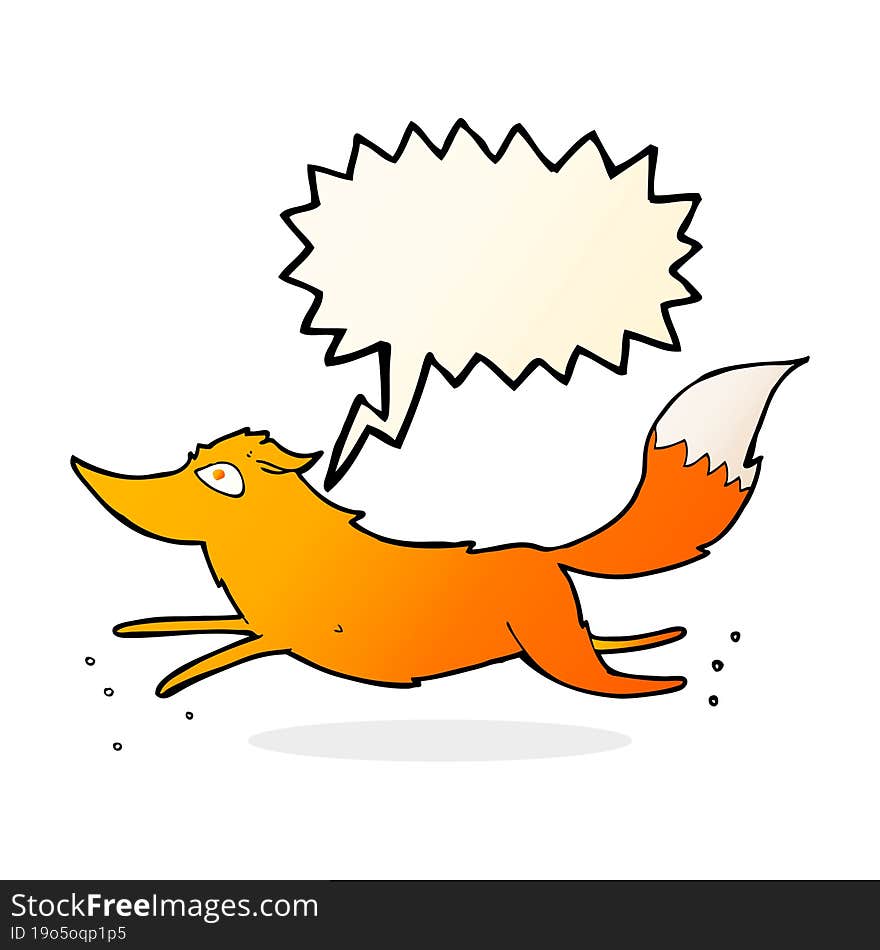 Cartoon Fox Running With Speech Bubble