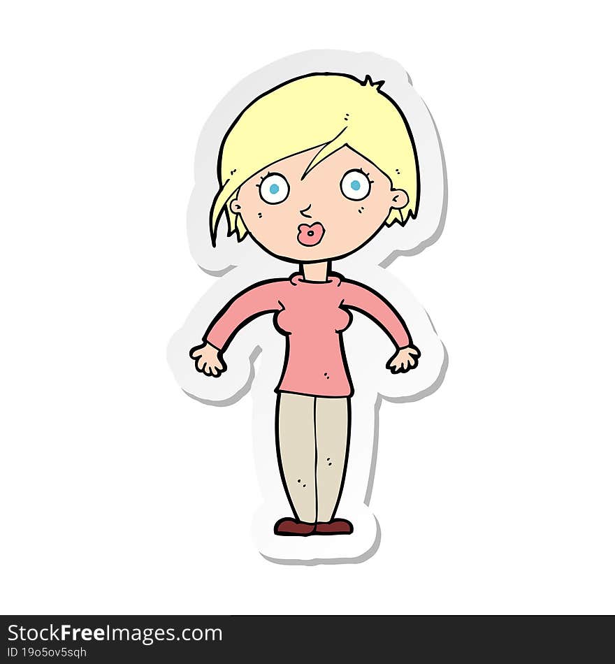 sticker of a cartoon surprised woman