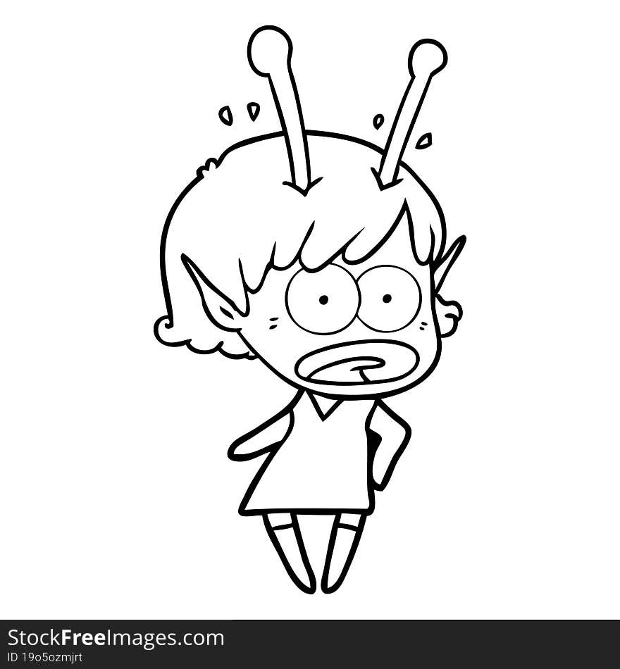 cartoon shocked alien girl. cartoon shocked alien girl