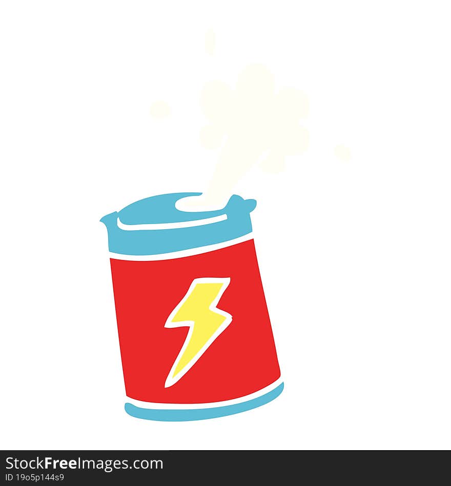 flat color illustration cartoon soda can