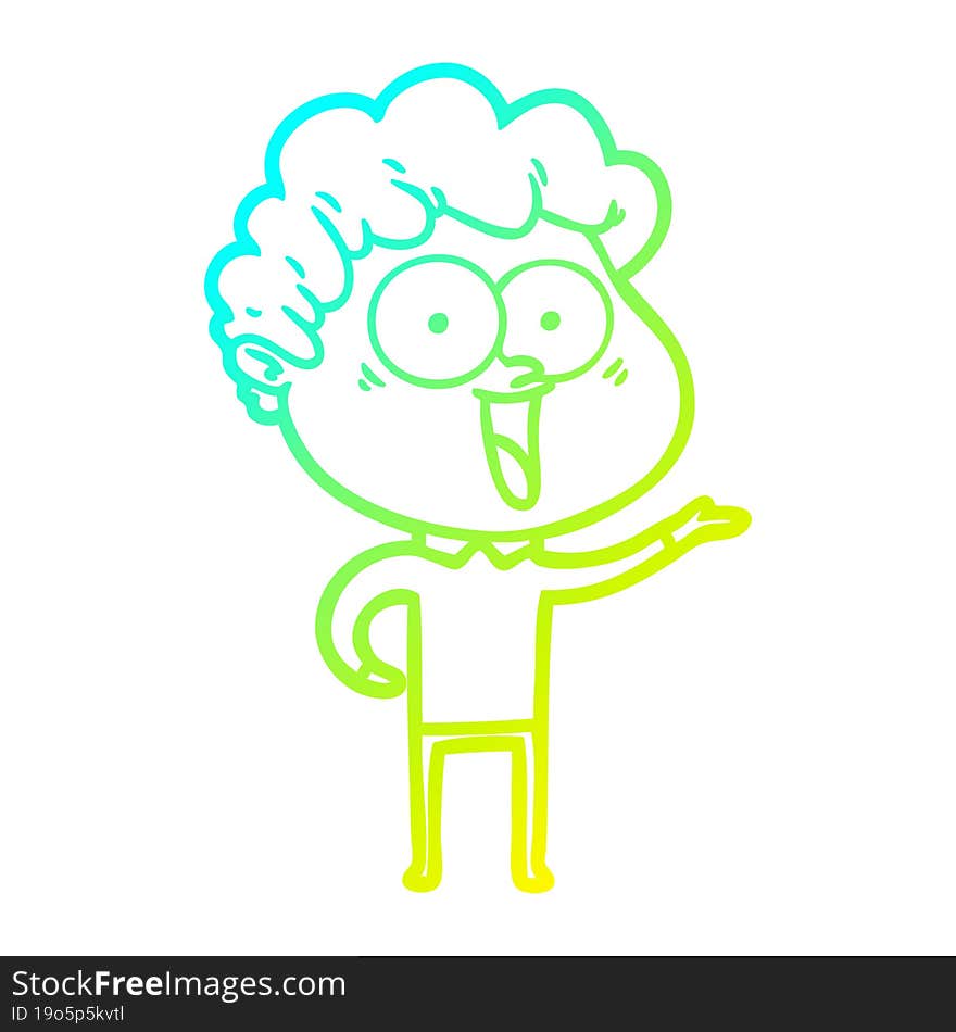 cold gradient line drawing of a excited man cartoon