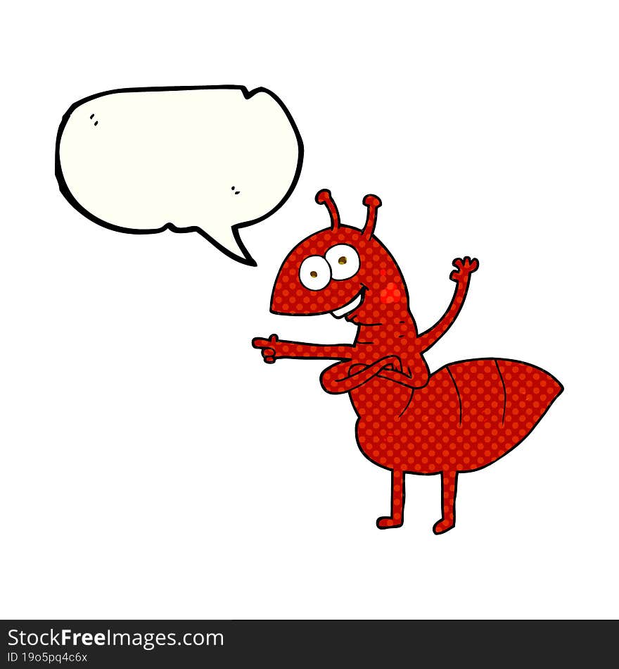 freehand drawn comic book speech bubble cartoon ant