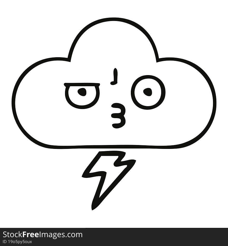 line drawing cartoon storm cloud