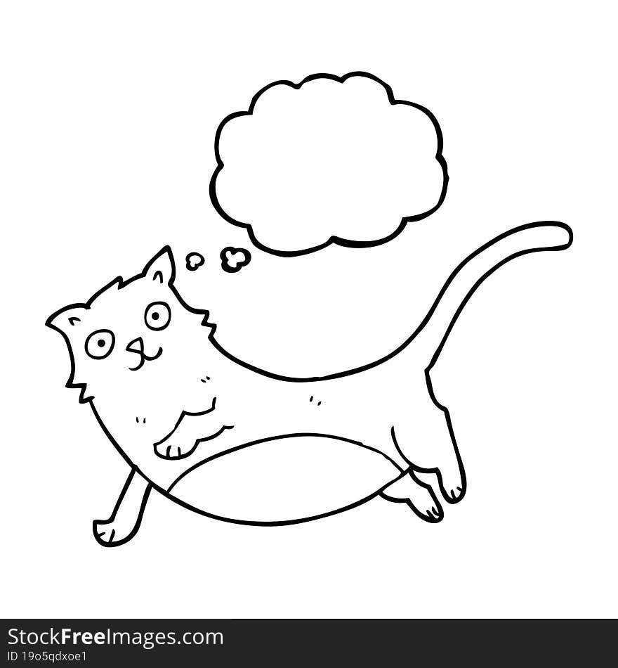 freehand drawn thought bubble cartoon cat