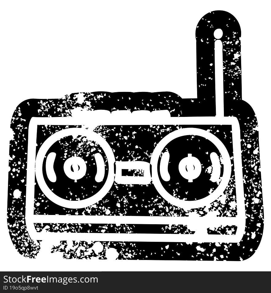 radio cassette player distressed icon symbol