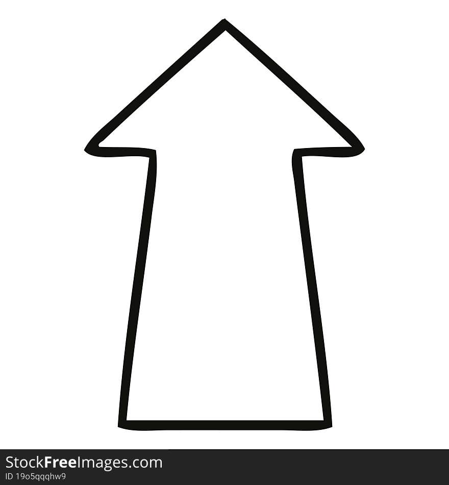 line drawing quirky cartoon arrow. line drawing quirky cartoon arrow