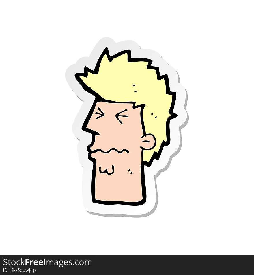 Sticker Of A Cartoon Stressed Out Face