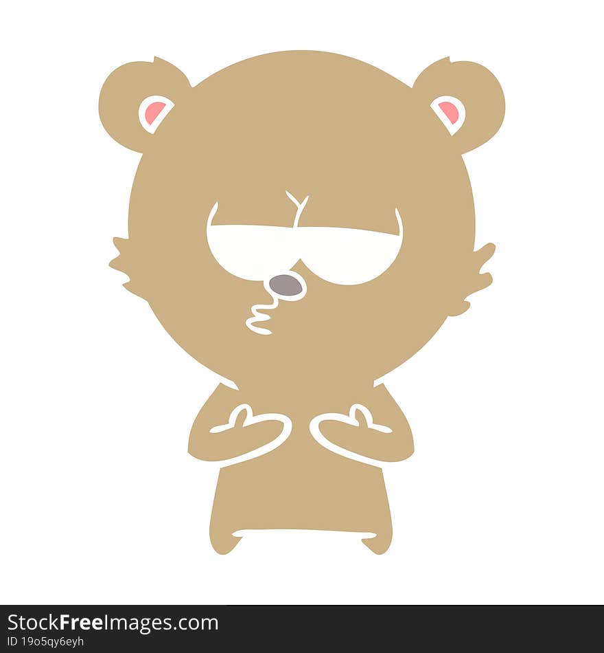 bored bear flat color style cartoon