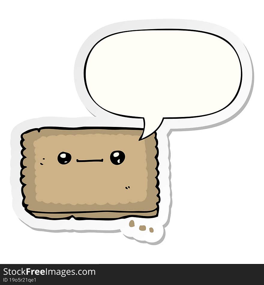 cartoon biscuit and speech bubble sticker