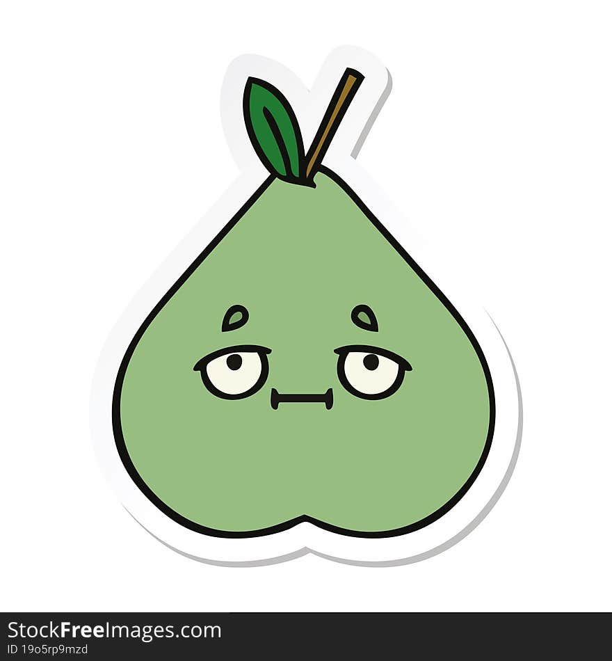 sticker of a cute cartoon green pear