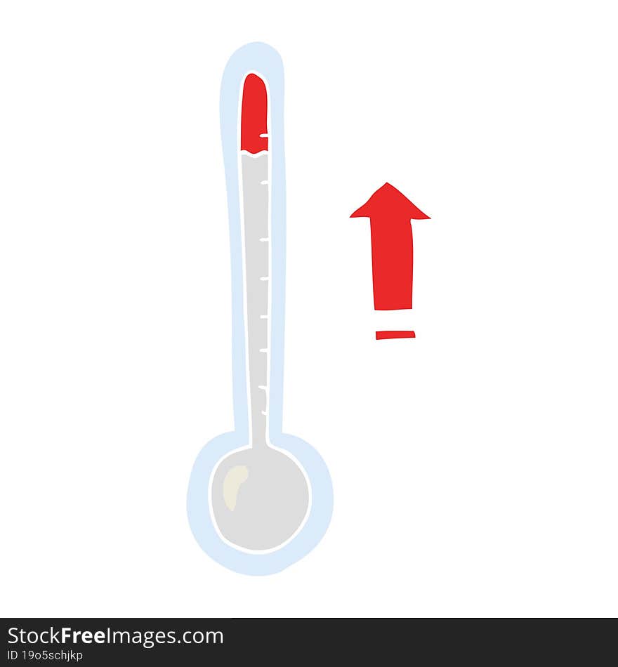 flat color illustration of a cartoon rising temperature