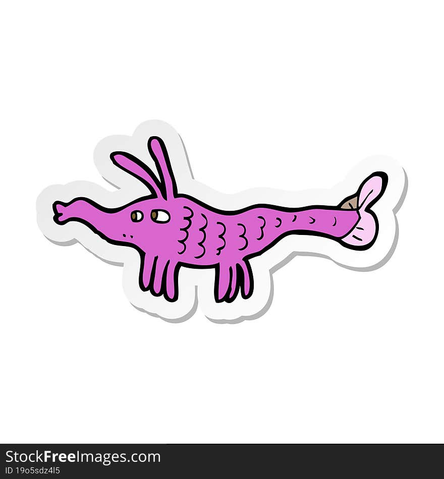 sticker of a cartoon shrimp