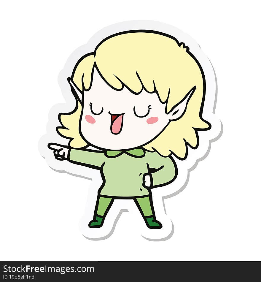 sticker of a cartoon elf girl