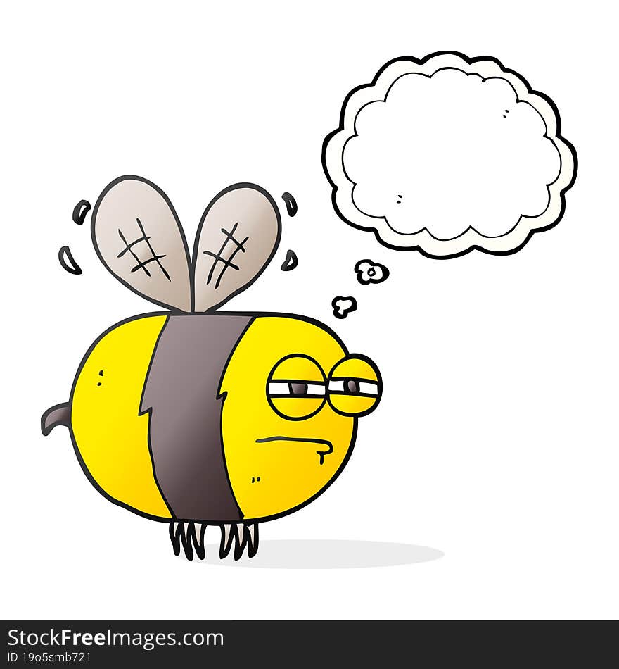 freehand drawn thought bubble cartoon unhappy bee