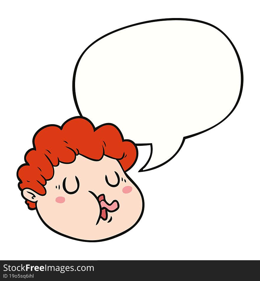 cartoon male face and speech bubble