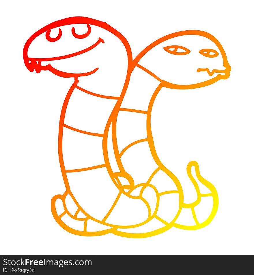 Warm Gradient Line Drawing Cartoon Snakes