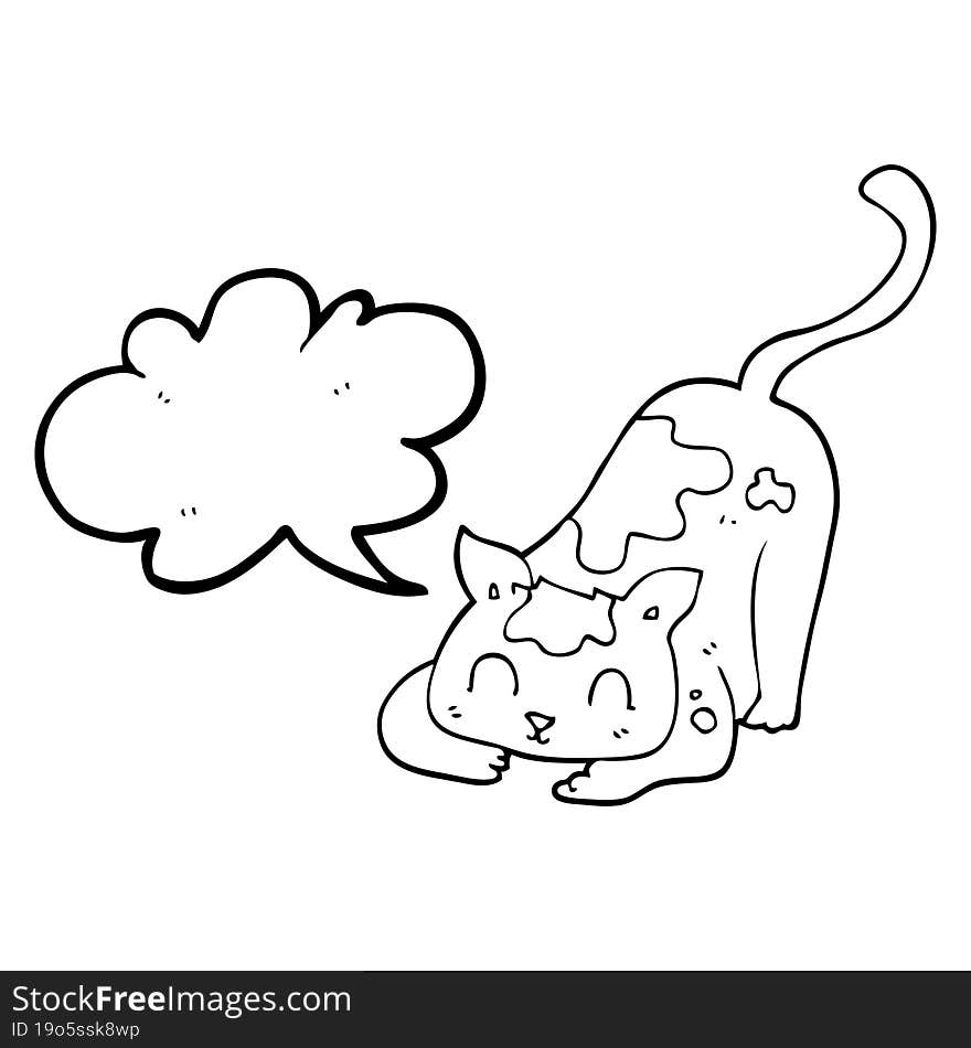 freehand drawn speech bubble cartoon cat playing