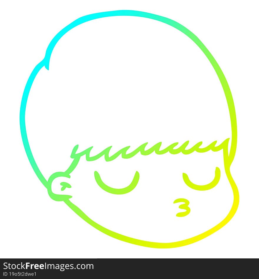 cold gradient line drawing cartoon male face