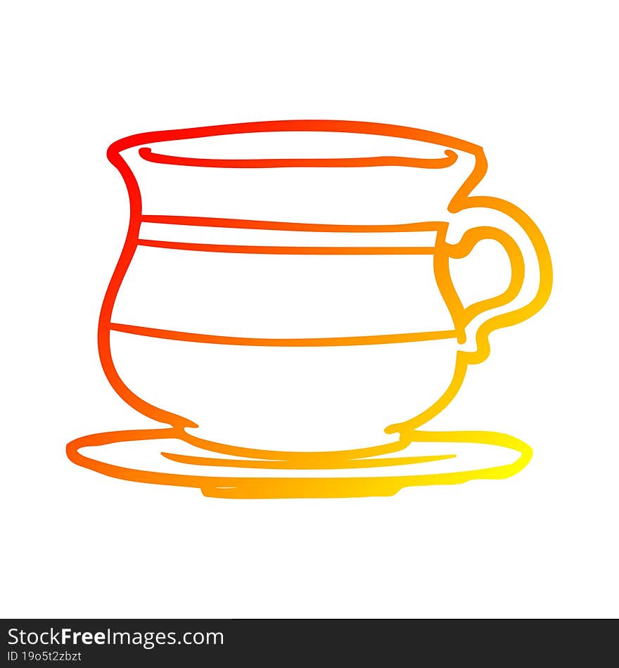 warm gradient line drawing of a old tea cup