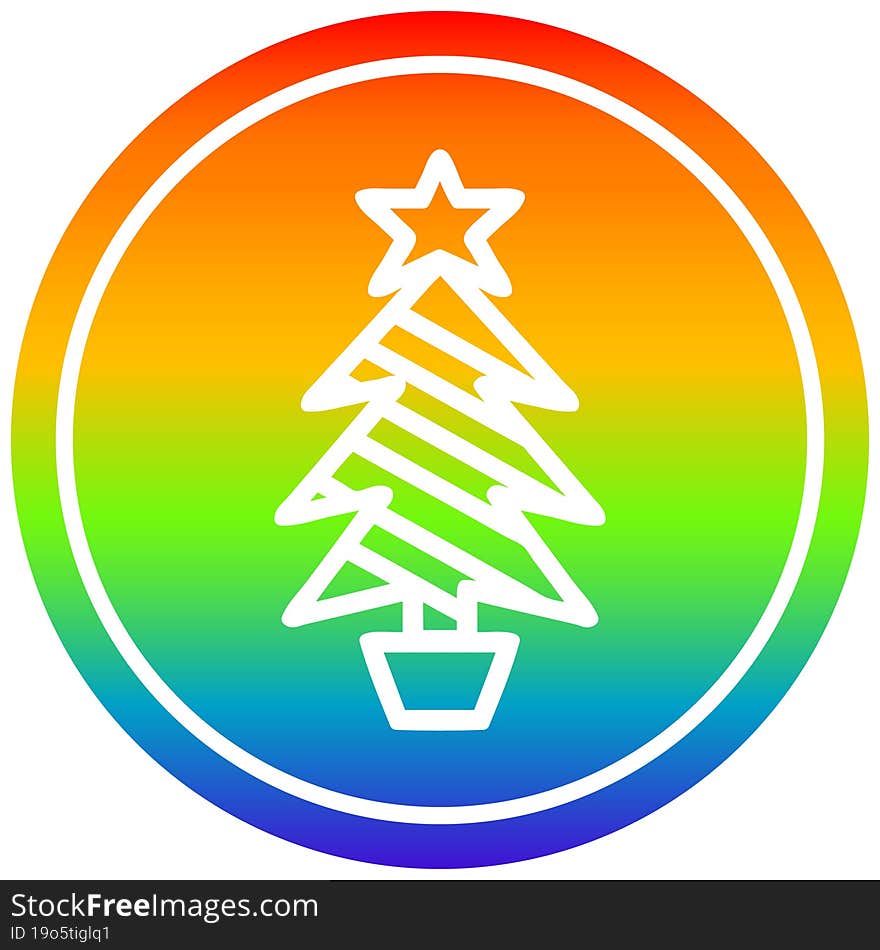 christmas tree circular in rainbow spectrum