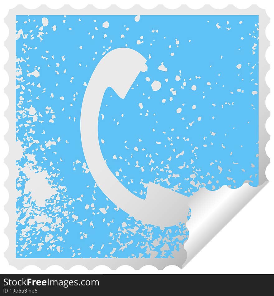 distressed square peeling sticker symbol of a telephone handset