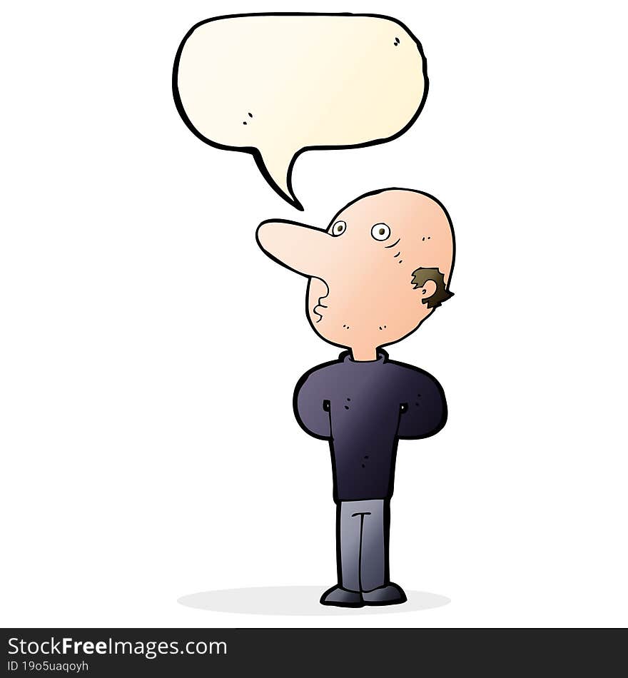 Cartoon Balding Man With Speech Bubble