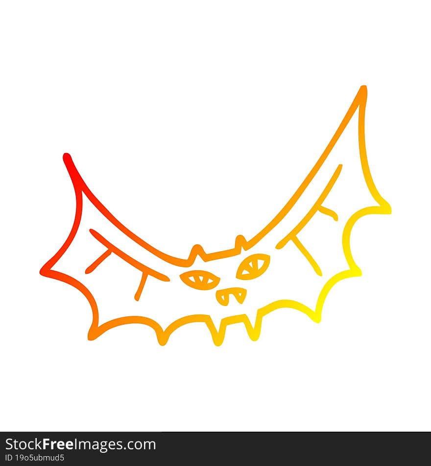 warm gradient line drawing cartoon bat