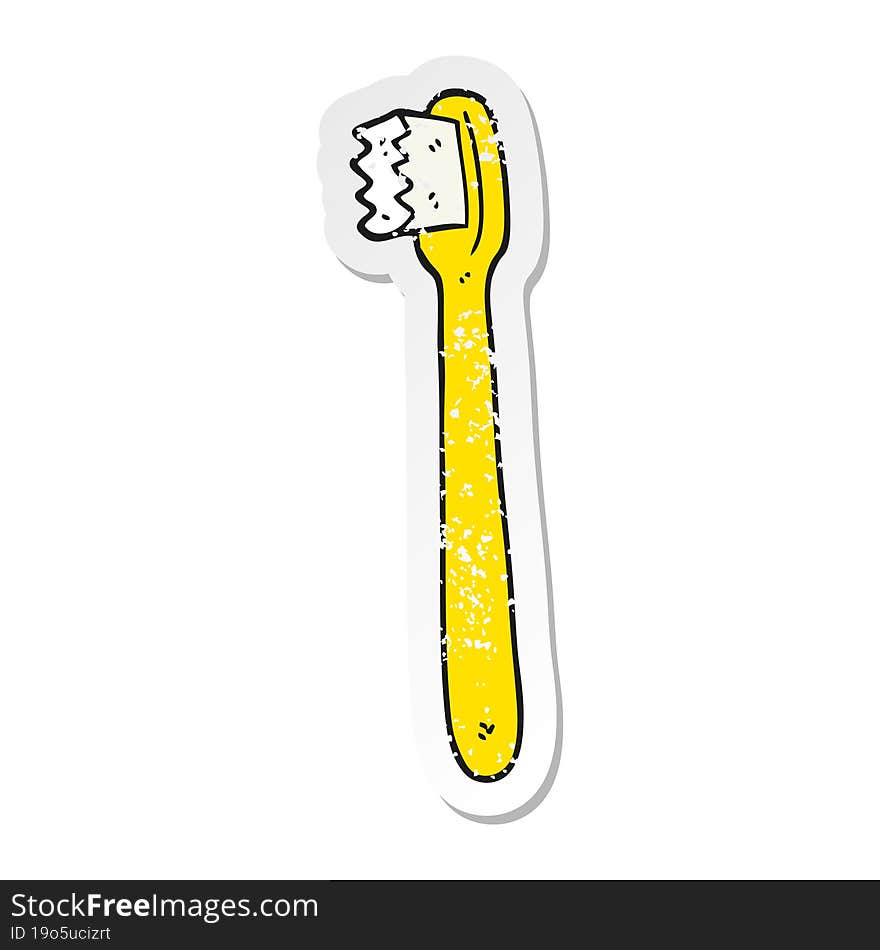 distressed sticker of a cartoon toothbrush