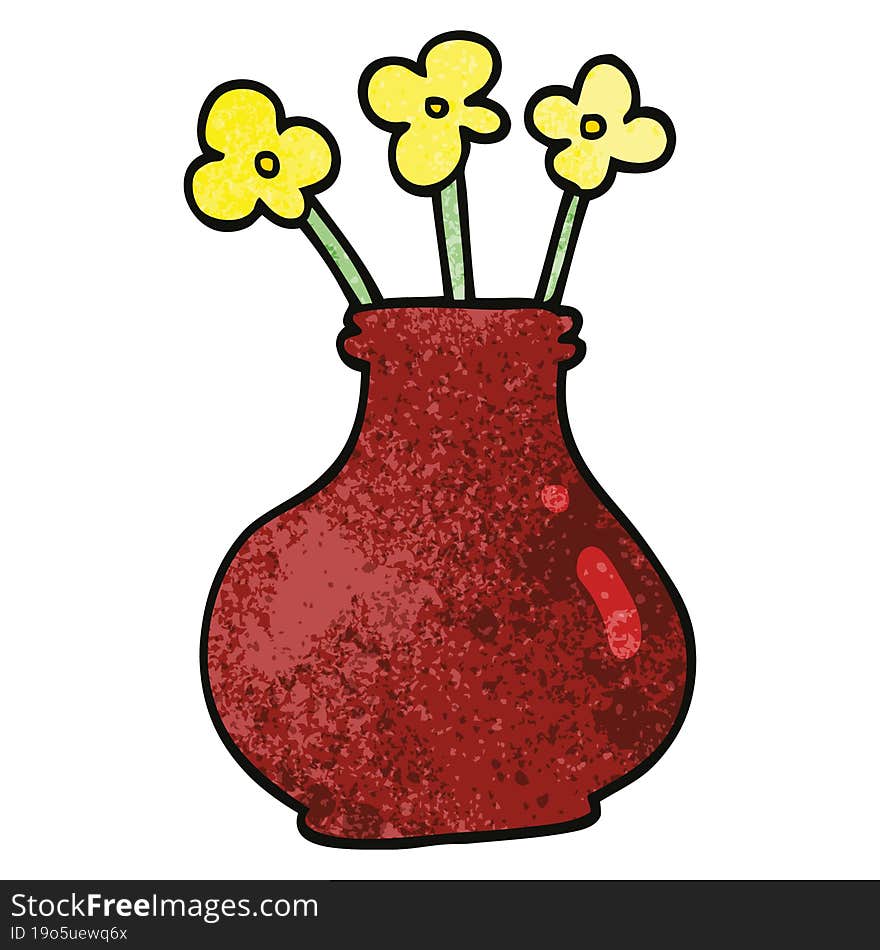 cartoon doodle flower vase