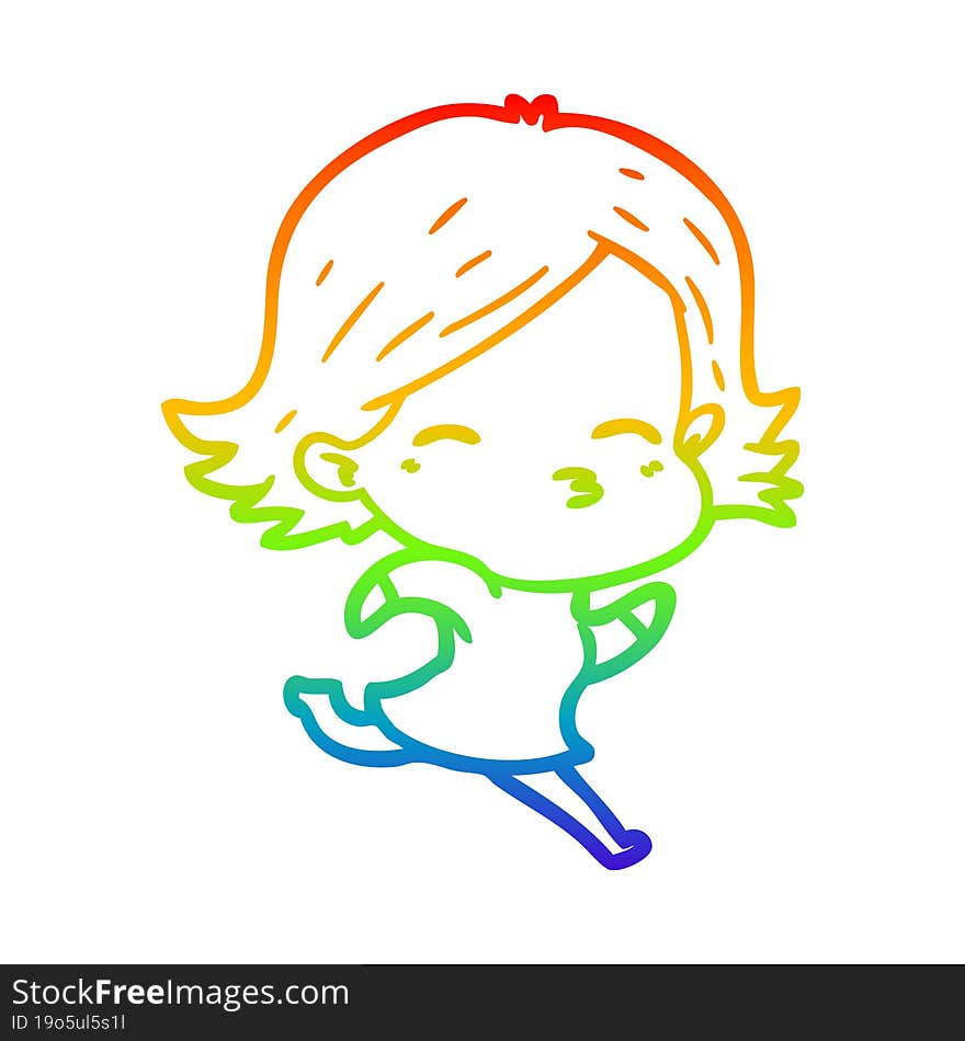 rainbow gradient line drawing of a cartoon woman