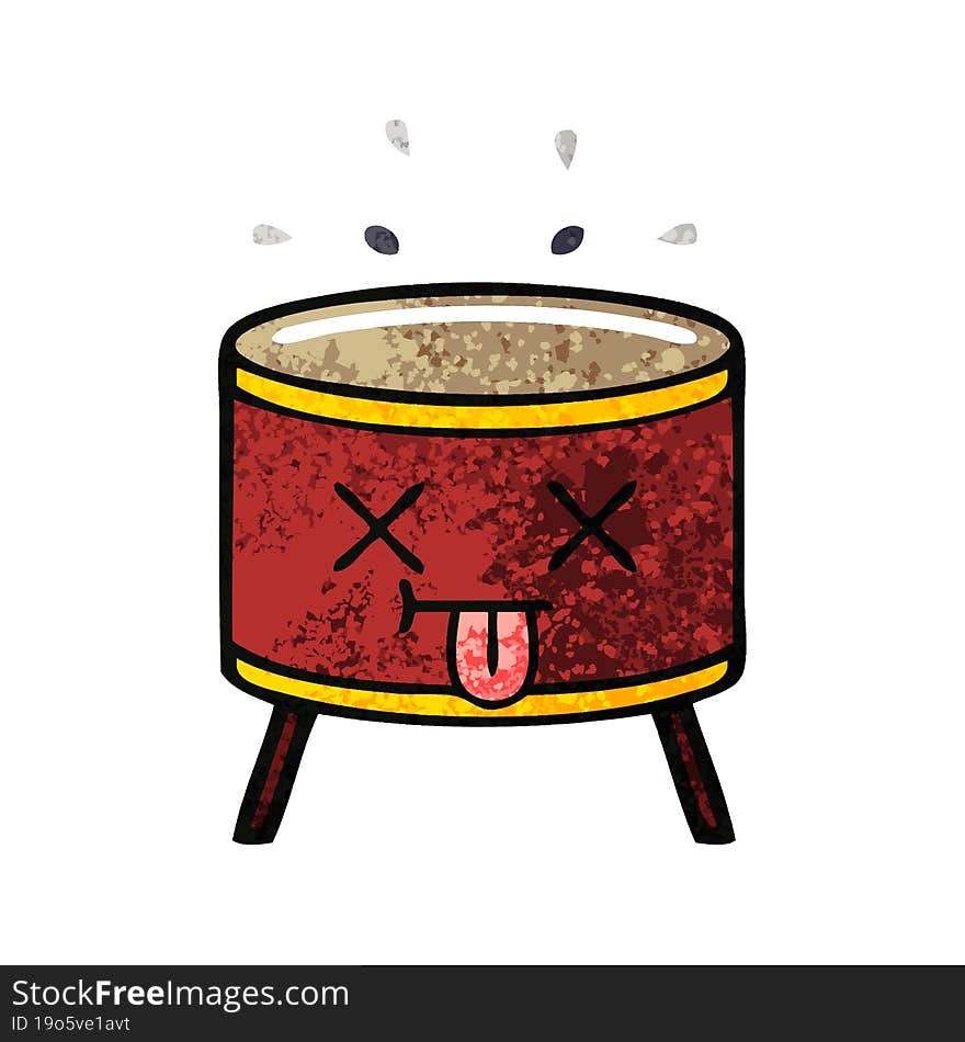 retro illustration style cartoon drum