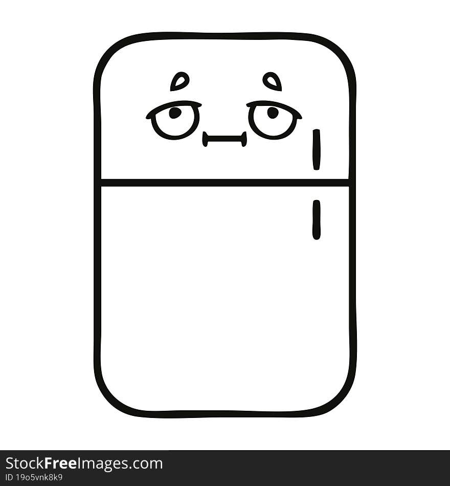 Line Drawing Cartoon Fridge Freezer