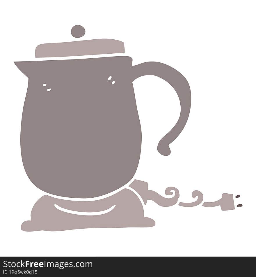 flat color illustration cartoon kettle