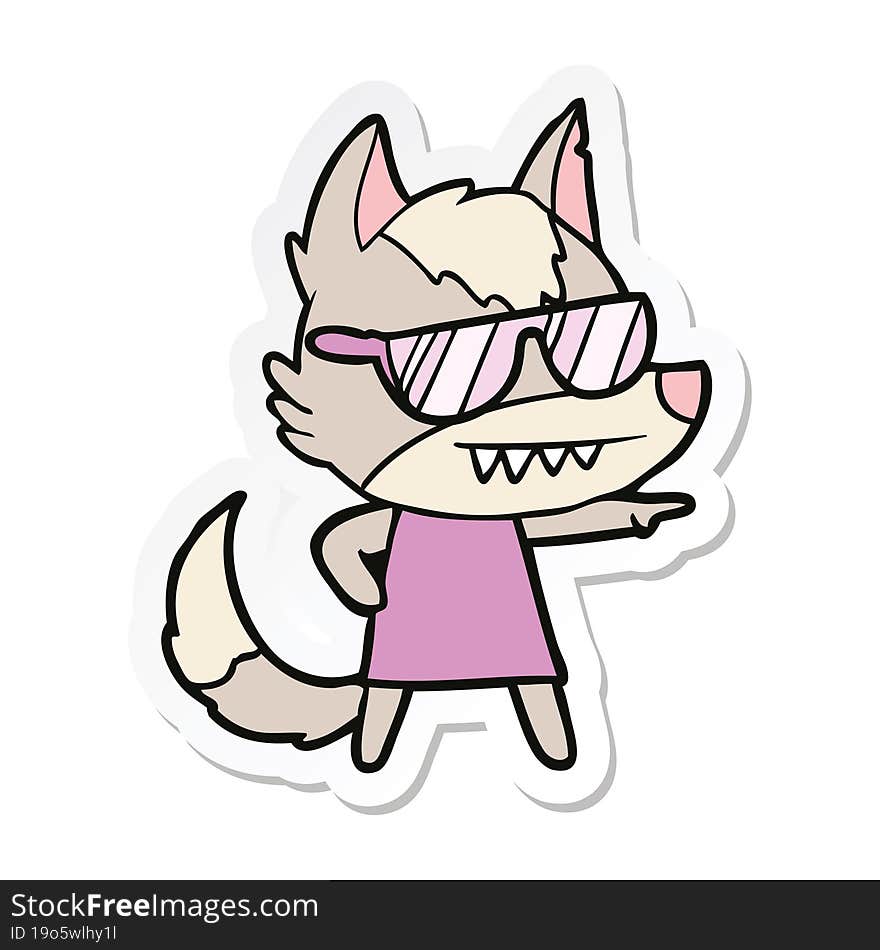 sticker of a cool cartoon wolf girl