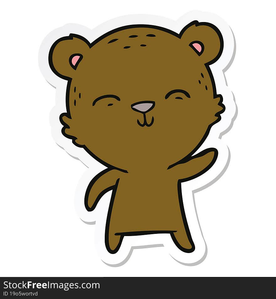 Sticker Of A Happy Cartoon Bear