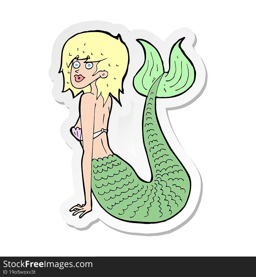 sticker of a cartoon mermaid