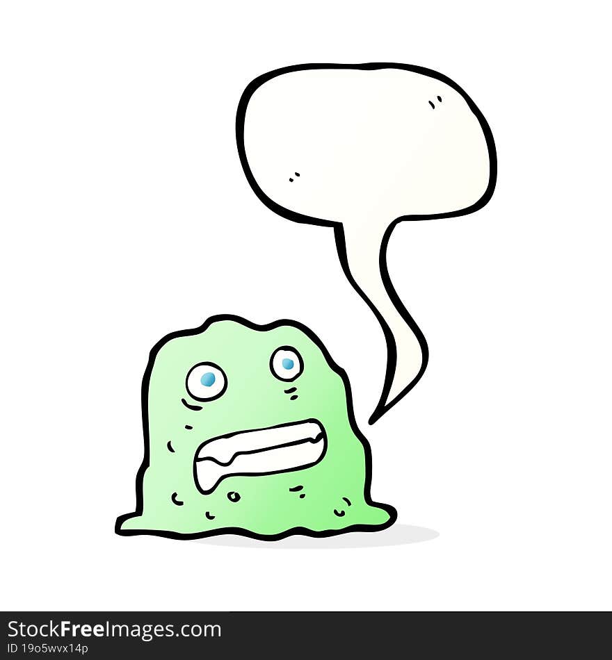 Cartoon Slime Creature With Speech Bubble