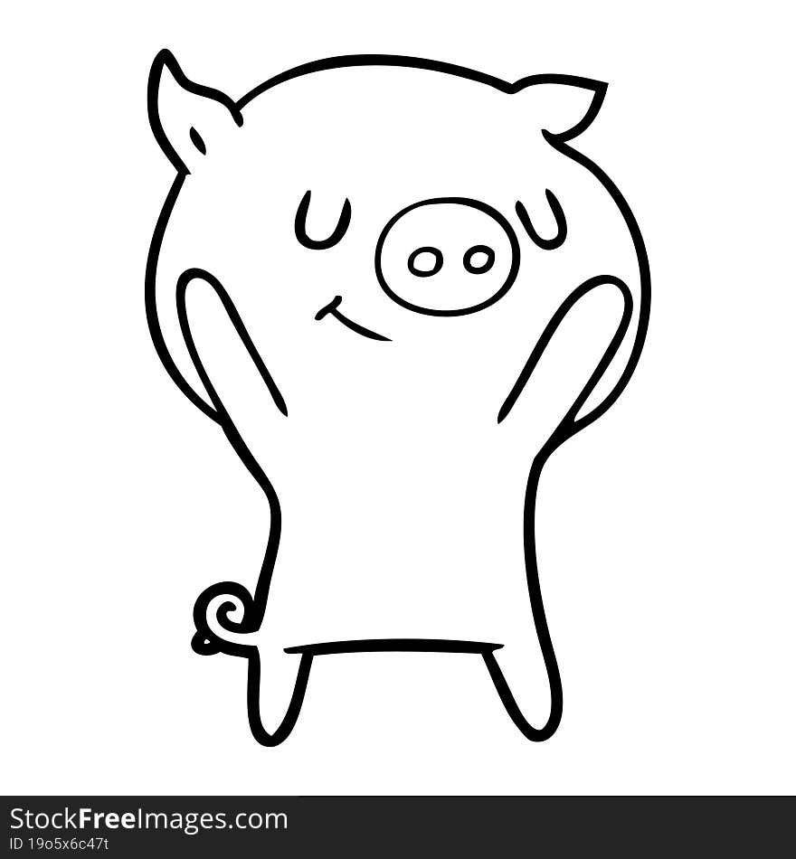 happy cartoon pig. happy cartoon pig