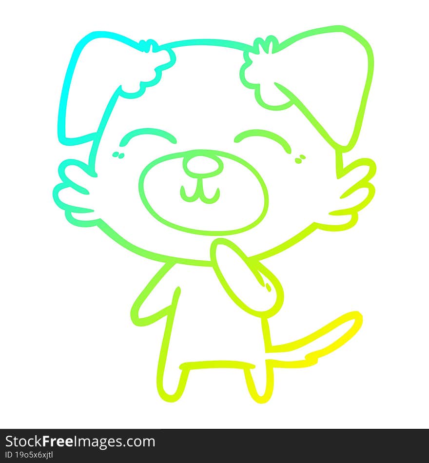 cold gradient line drawing of a cartoon dog thinking