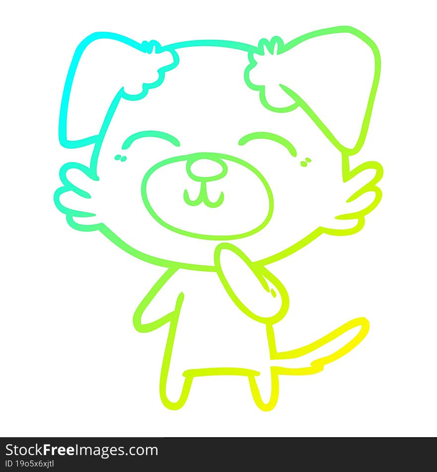 cold gradient line drawing cartoon dog thinking