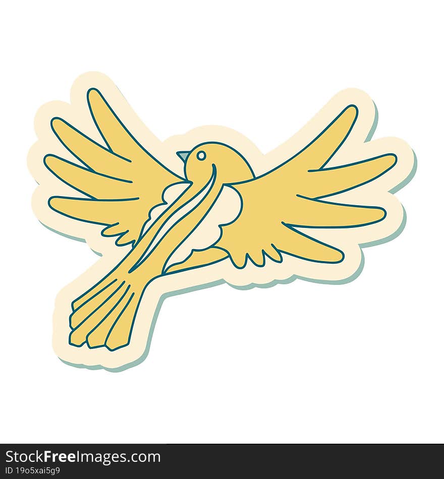 tattoo style sticker of a flying bird