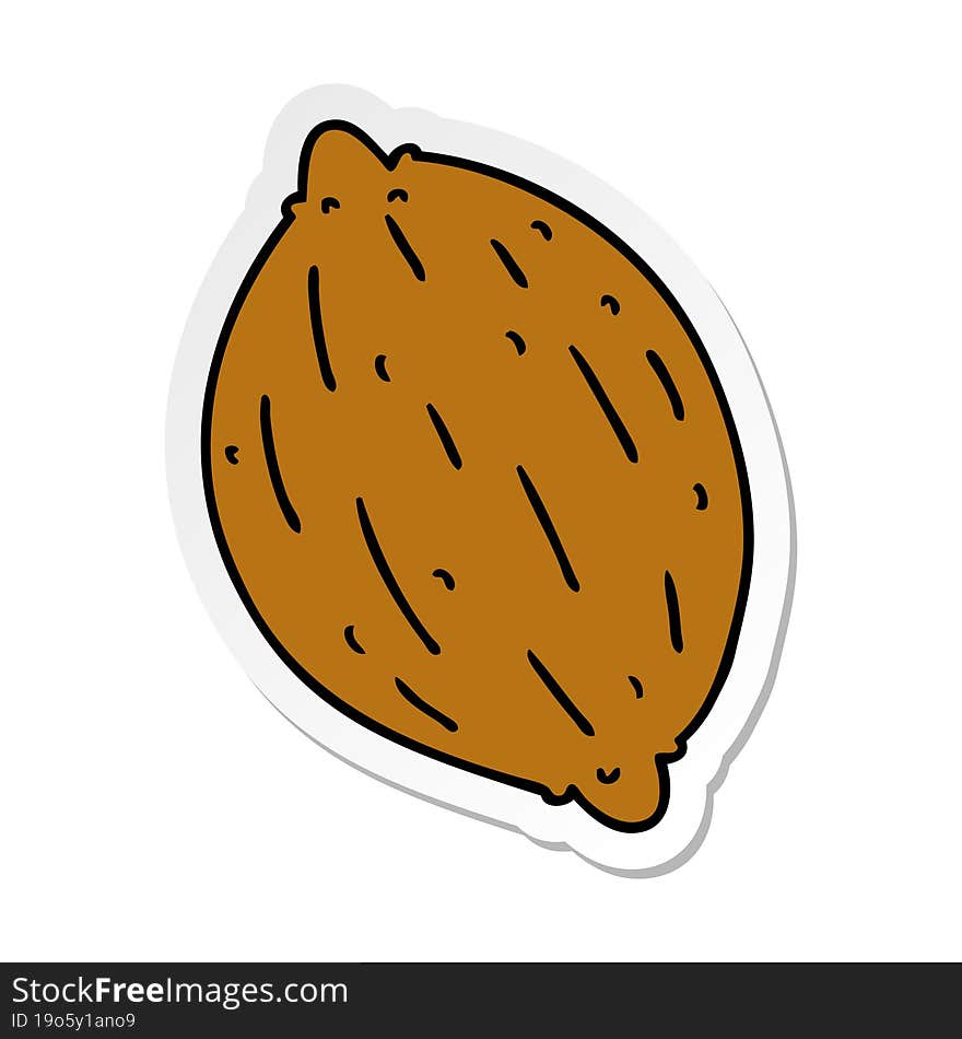 sticker cartoon of a single walnut