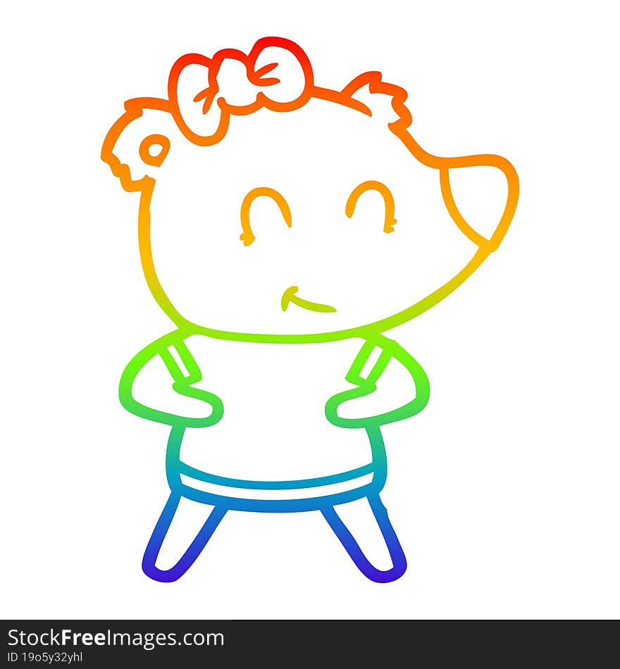 rainbow gradient line drawing female bear cartoon