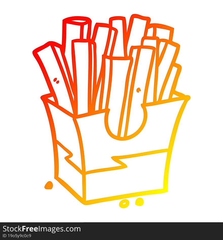 warm gradient line drawing junk food fries