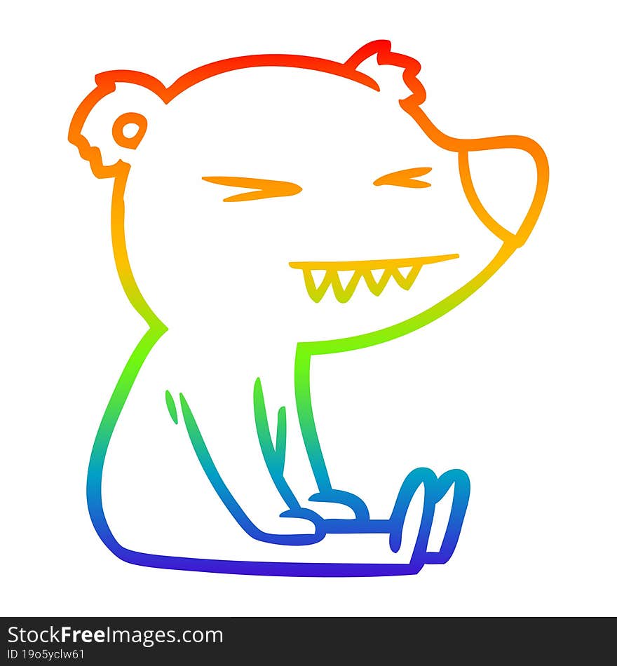 rainbow gradient line drawing angry polar bear cartoon