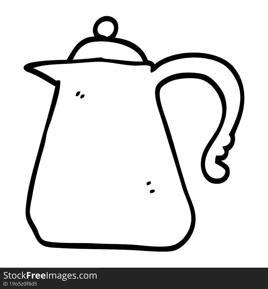 black and white cartoon kettle