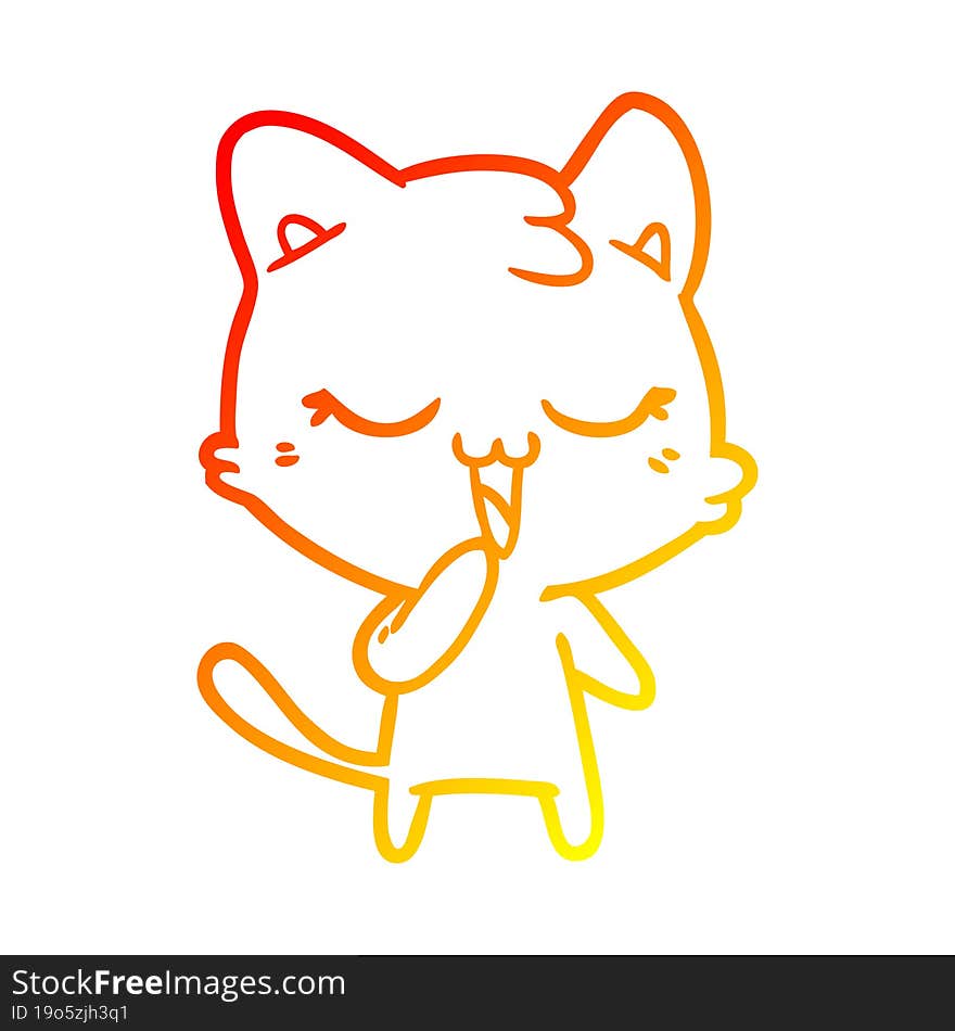 warm gradient line drawing happy cartoon cat