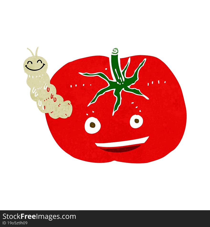 cartoon tomato with bug