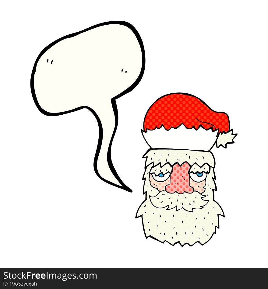 comic book speech bubble cartoon tired santa claus face