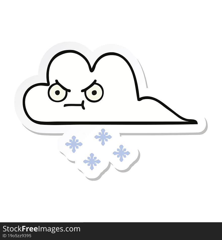 Sticker Of A Cute Cartoon Snow Cloud